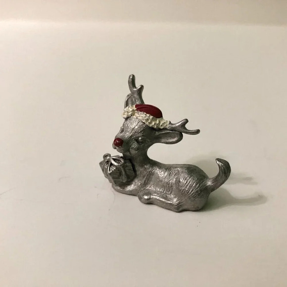 Vintage 1982  Spoontiques Pewter Christmas Deer Reindeer Figurine 1 Inch Tall - Picture 8 of 9